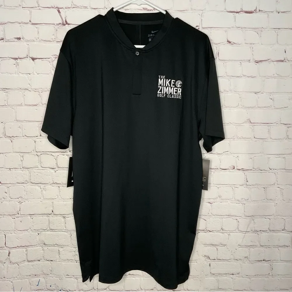 $85 NEW Nike Dri-Fit The Mike Zimmer Mock Neck Golf Polo Shirt‎ Black Size L